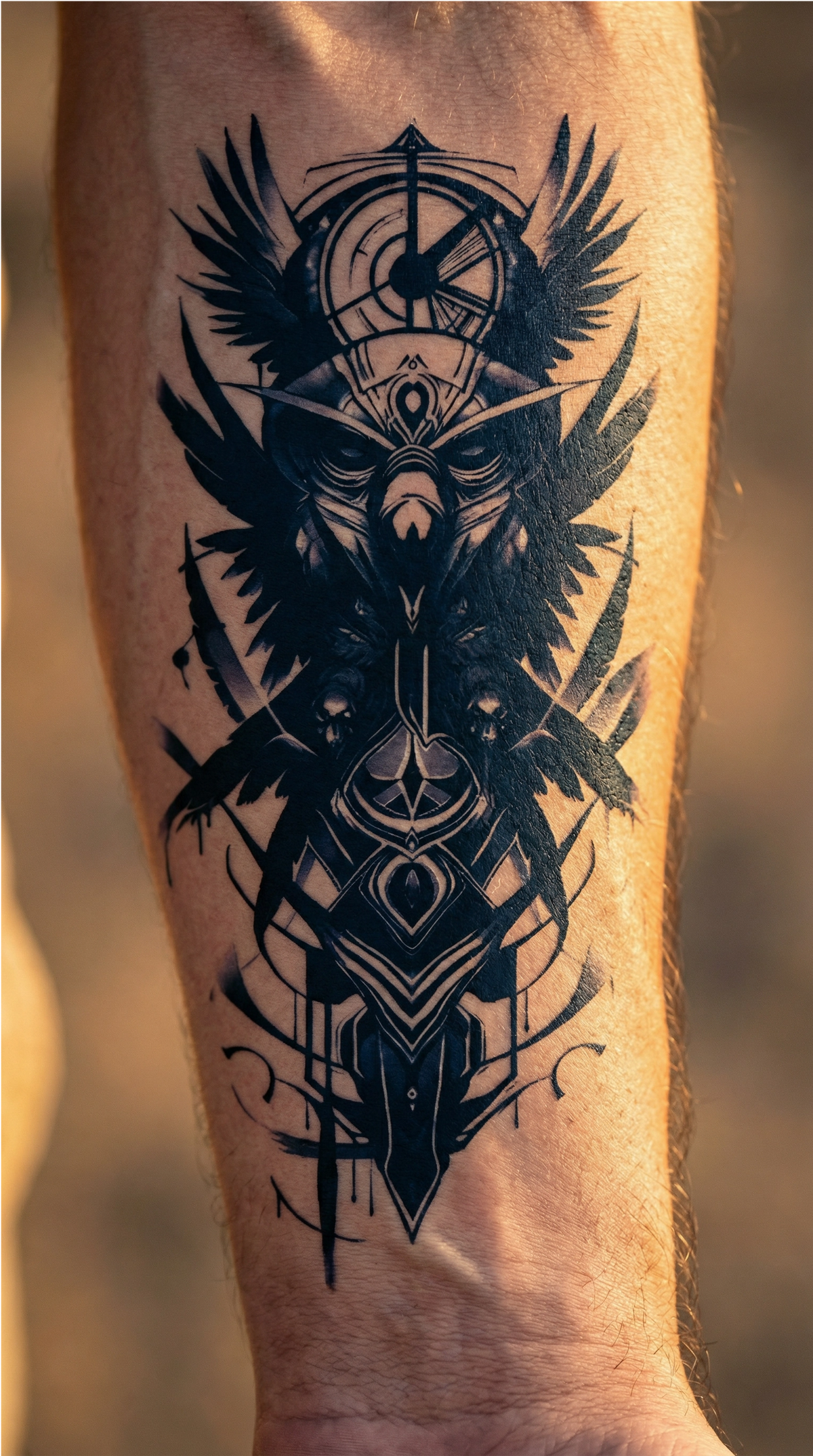 Tatuaj Totem, contur simbolic cu siluetă puternică