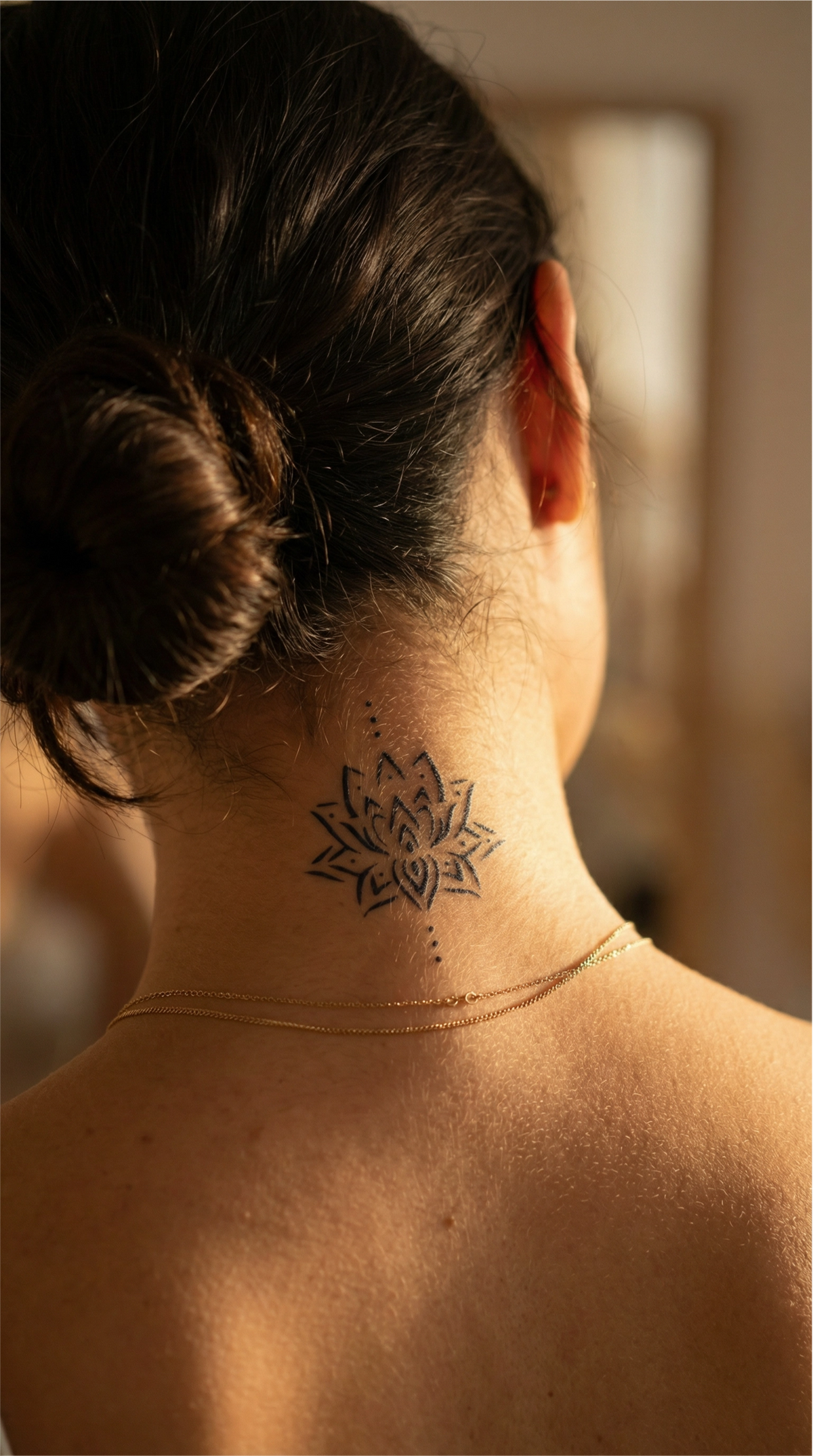 Tatuaj temporar Lotus, cu linii fine, un model discret