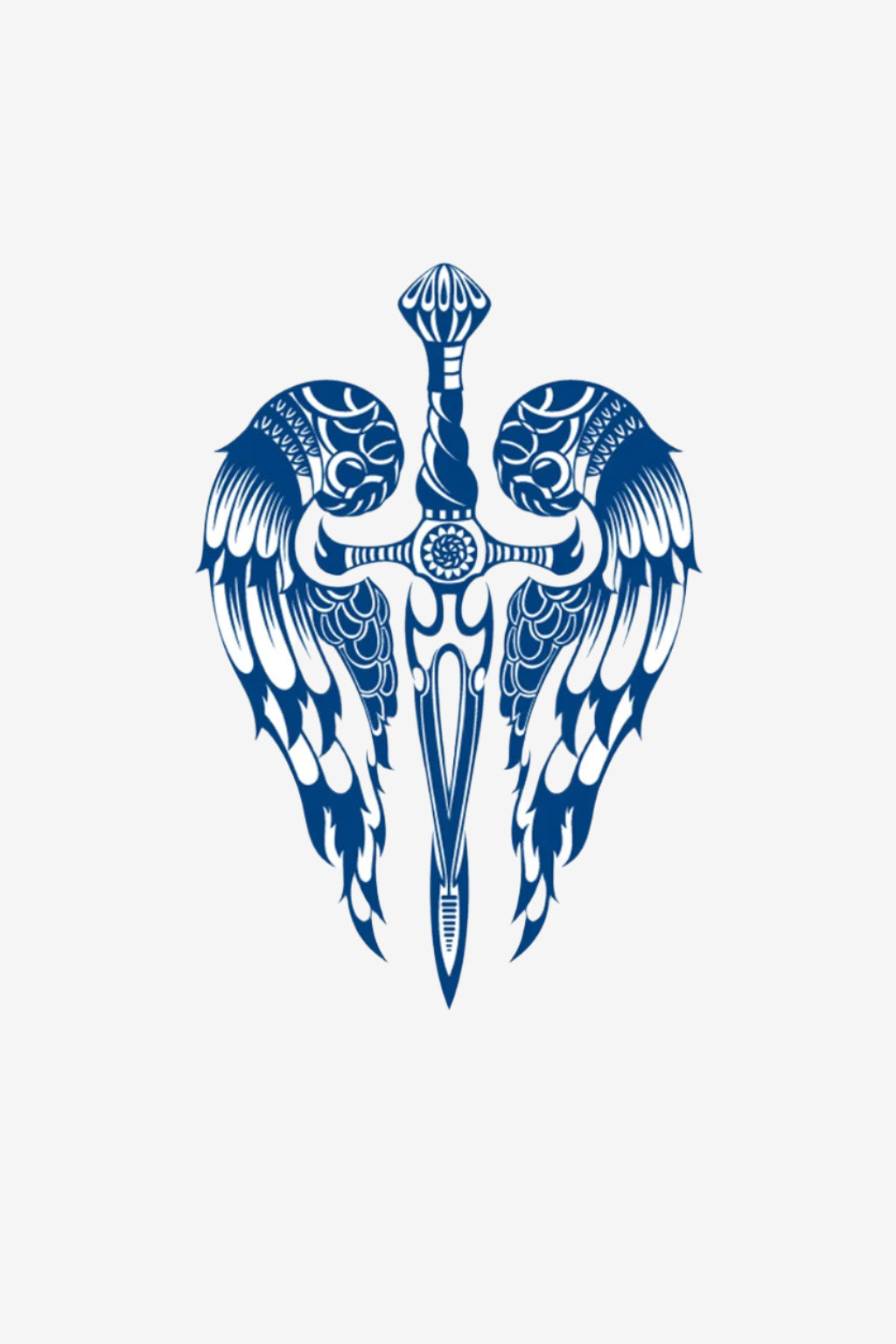 Tatuajes mitológicos y de fantasía: espada alada, símbolo legendario semipermanente